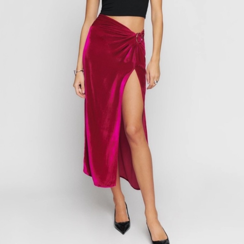 Reformation Nova High-Low Skirt - Vibrant Pink 2